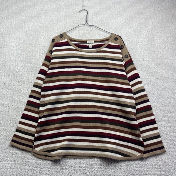 VTG St John’s Bay Knit Boat neck Pullover Sweater Wom Sz XL Multicolor Striped - Picture 1 of 12